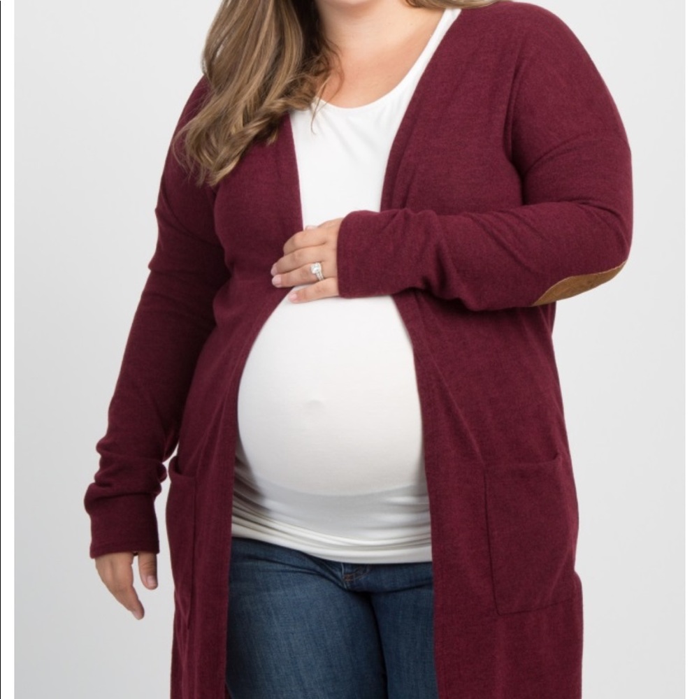 NW Long maroon sweater with elbow patches